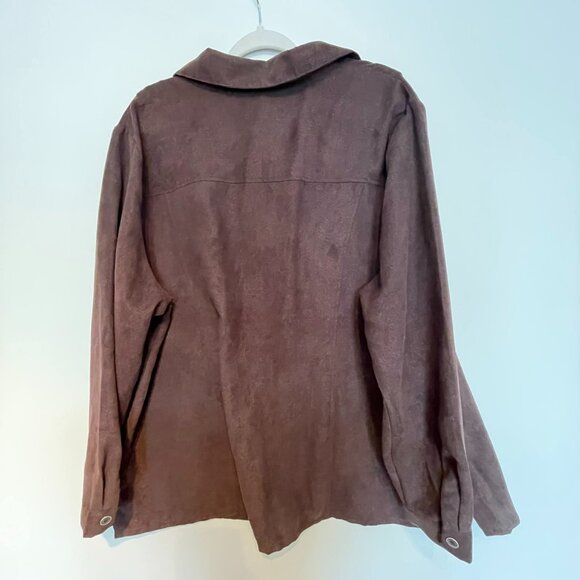 CLAIRE FRANCE classic chocolate brown women shirt 3X ultrasuede. - Picture 9 of 9